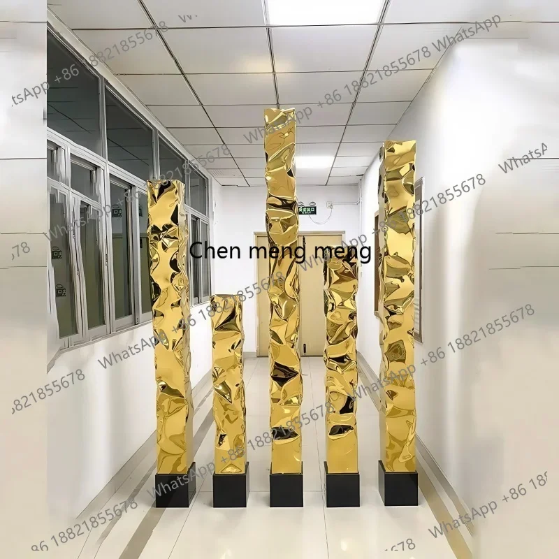 

Hot sales Stainless steel strip-shaped floor-standing sculptures for hotels, villas, office buildings and large-scale artistic d