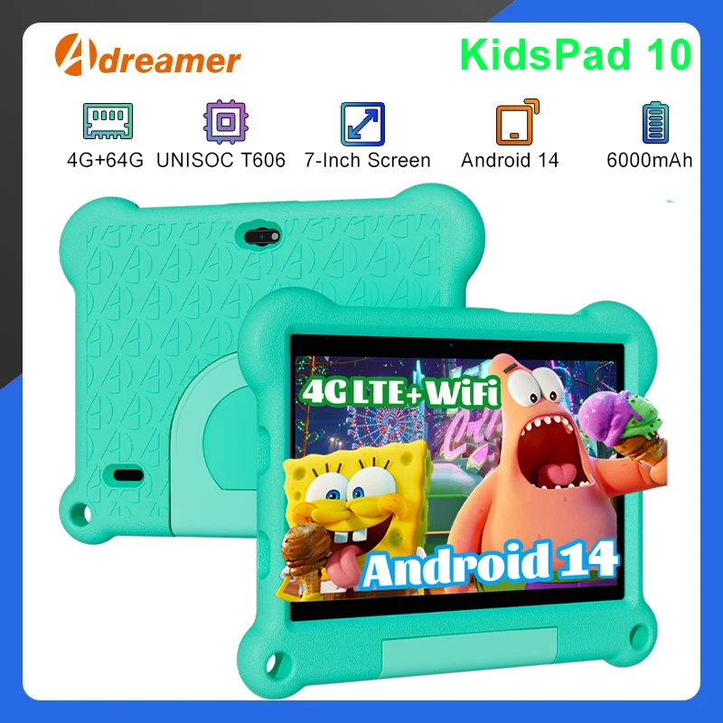Tablet per bambini da 7 pollici Adreamer KidsPad7 3 GB 32 GB con software didattico per bambini per bambini che studiano Custodia a prova di bambini Posizione GPS