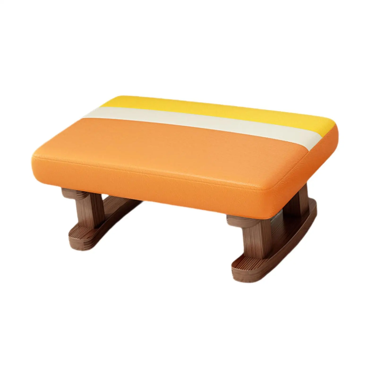 Wooden Rectangle Ottoman Bench Modern Upholstered Footstool Compact Seat for Living Room Bedroom