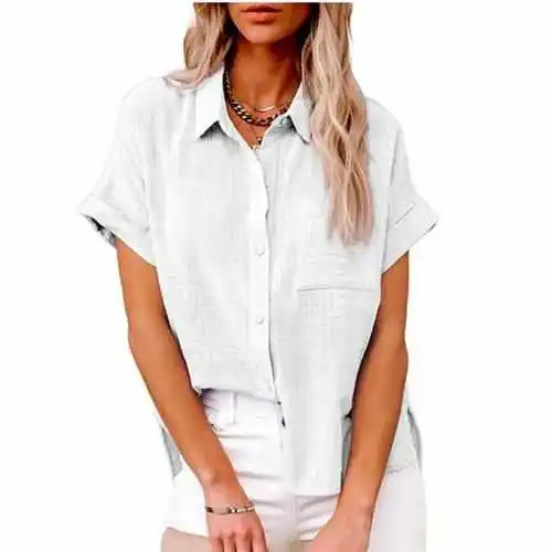 

Women's Casual Sle Linen irt ort Sve Knot Straight Cut Cotton Blend Thin Warmth Spring Season Pure Color