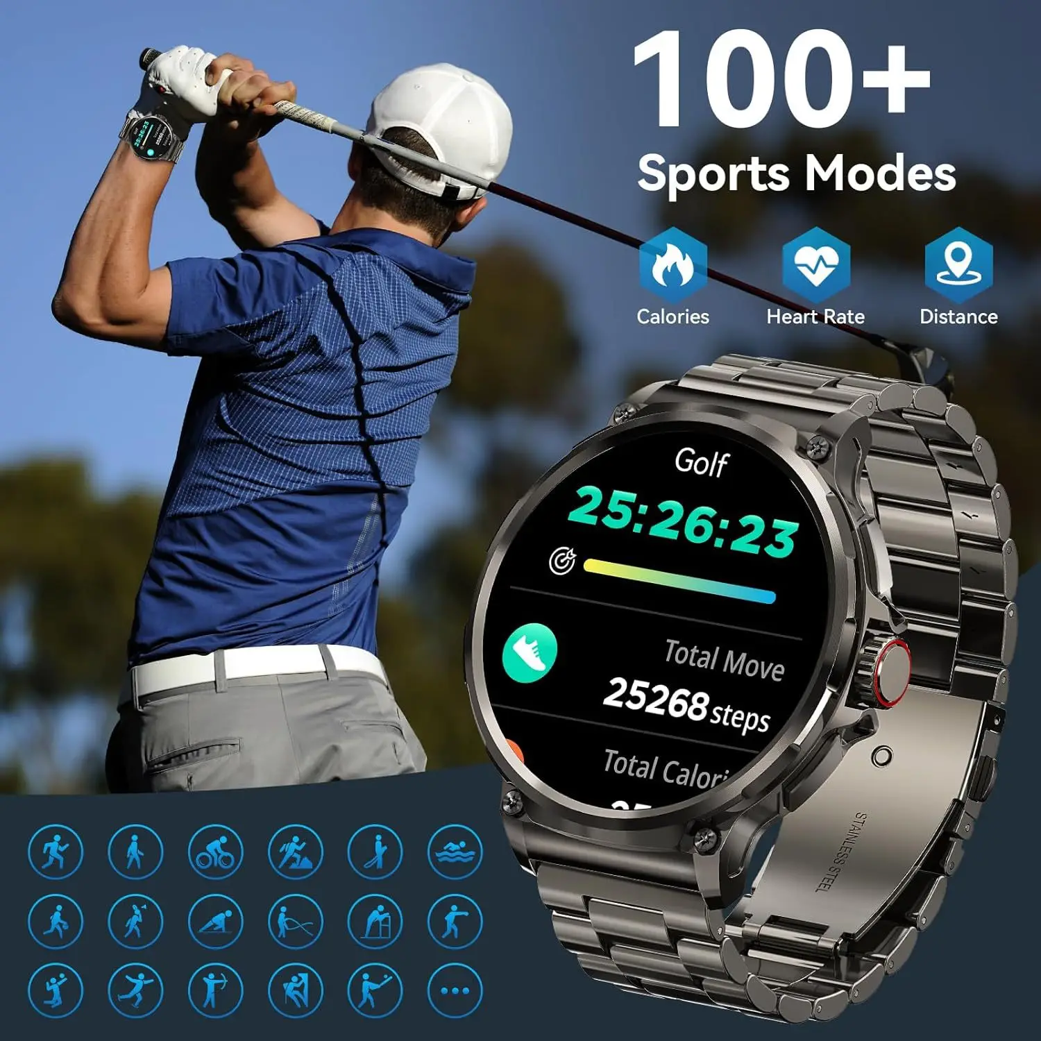 2024 neue 1,85 Zoll HD Bluetooth Anruf Smart Uhr Männer Sport Fitness Tracker Herz Monitor 710 mAh Smartwatch Für XIAOMI android ios