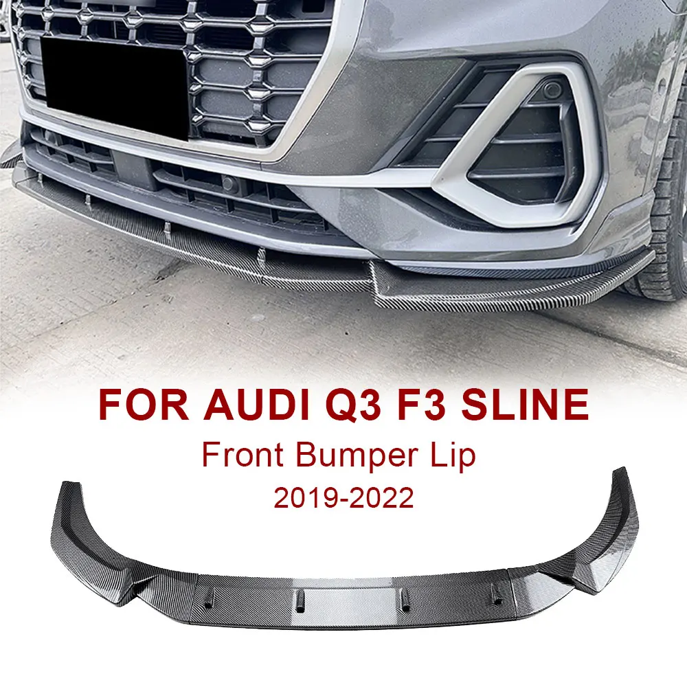 For Audi Q3 F3 Sline Front Bumper Lip Splitter Body Kit PP Spoiler Lip Guard Diffuser Exterior Accessories 2019 2020 2021 2022