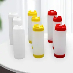 Double Head Sauce Bottles Big Capacity 16oz 20oz 24oz Squeeze Bottles Plastic Portbale Tomato Catchup Dispenser Picnic Cooker