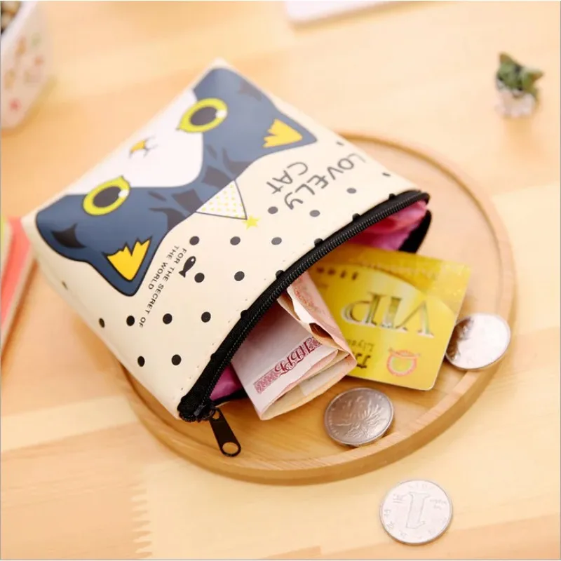 

Stationery Creative Coin Purse Cute Cartoon Kitten PU Material Children Wallet Student Coin Purse Key Lock Key Storage Bag