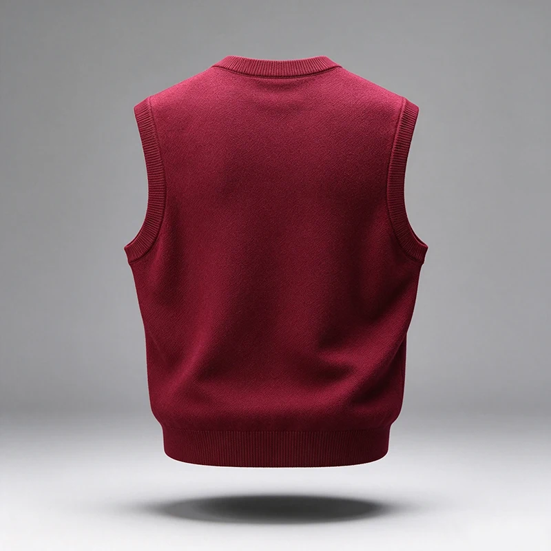 Herren V-Ausschnitt Strickweste, einfarbig, ärmellos, Pullover, schmal geschnitten, weich, warm, Strickweste, Basic, lässig, für den Alltag, Herren-Sweaterweste – Detail 14