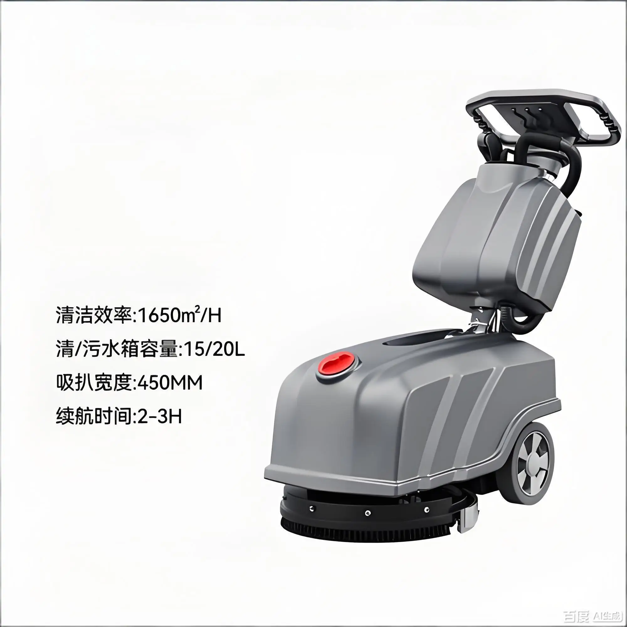 Hand-Pushed Electric Commercial Floor Scrubber with 24V Battery and Side Brush for Supermarkets Shopping Malls & Retail Stores