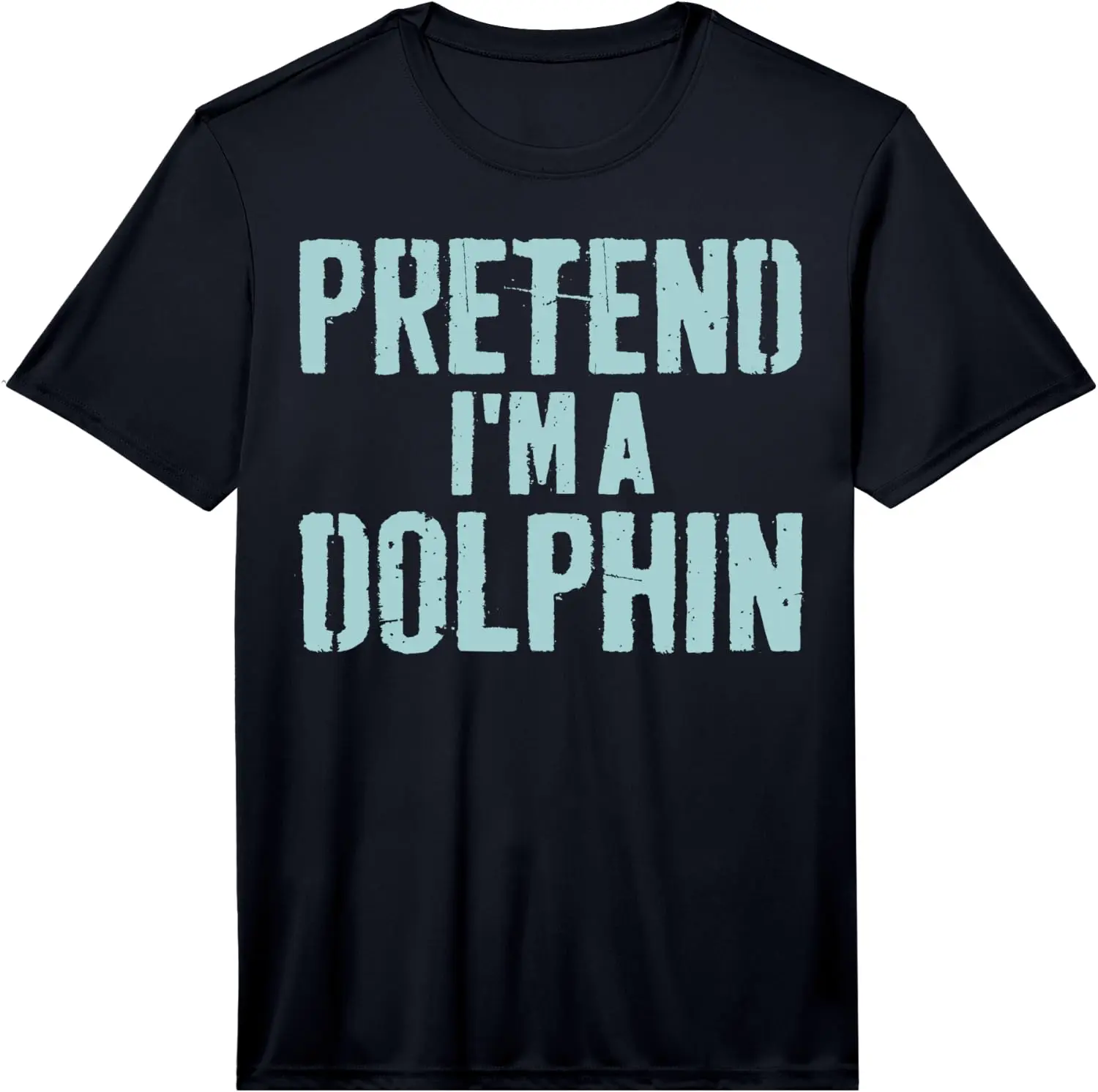Pretend I'm A Dolphin Lazy Easy Halloween Costume Humor Performance T-Shirt Men's Spooky Halloween Graphic Print T‑Shirt, Crew Neck Short Sleeve Casual Cotton Tee For Holiday Party Daily Street Wear.