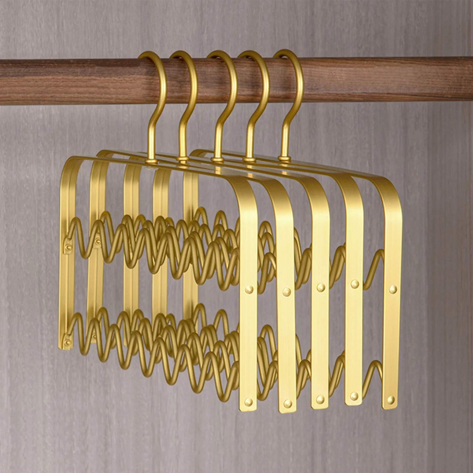 Aluminium Alloy Wave Shaped Scarves Hangers Non Slip Sling Underwear Storage Hangers Space Saving Home Wardrobe Bars Organizer