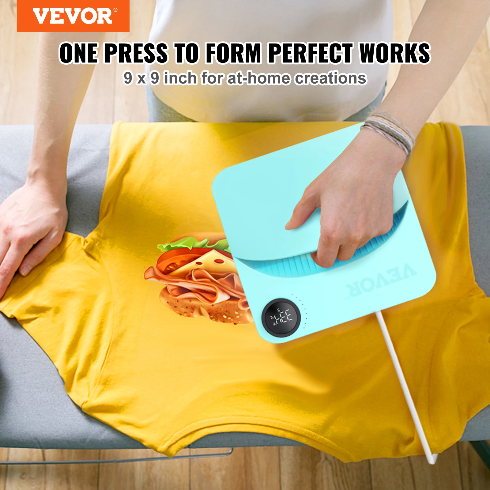 VEVOR Heat Press Machine,9x9inches Portable Shirt Printing Multifunctional Sublimation Transfer for T-shirts/Bags/Pillows