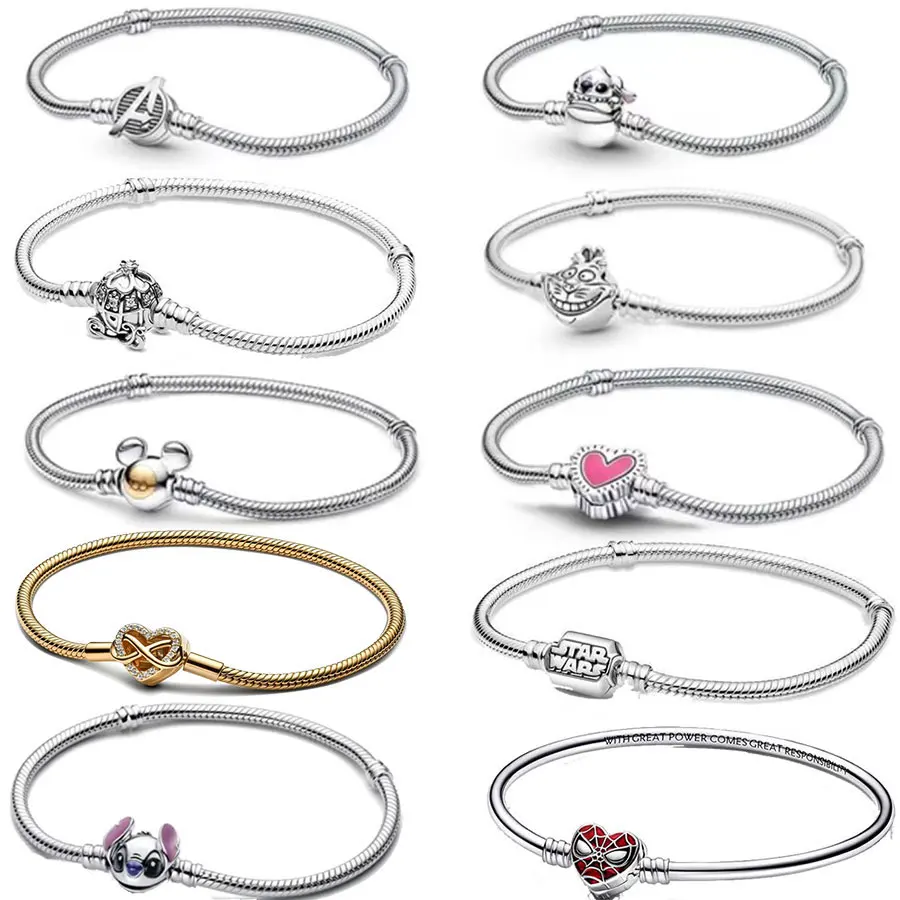 

The brand-new, hot-selling S925 sterling silver heart-shaped crown snake bone bracelet is perfect for creating your own DIY brac