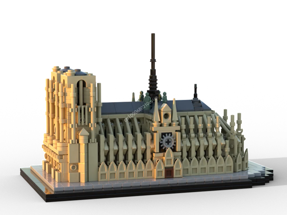 2024 New Notre Dame De Paris 1:800 World Famous Architecture Model Building Block Bricks Educational Toys Kids Gift Moc-21061