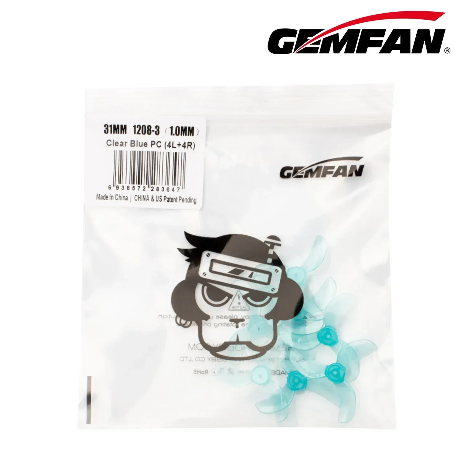 8Pairs(8CW+8CCW) Gemfan 1208 31mm 3-Blade Propeller 0.8mm 1mm 1.5mm (Random Color) for FPV Tinywhoop Drones DIY Parts
