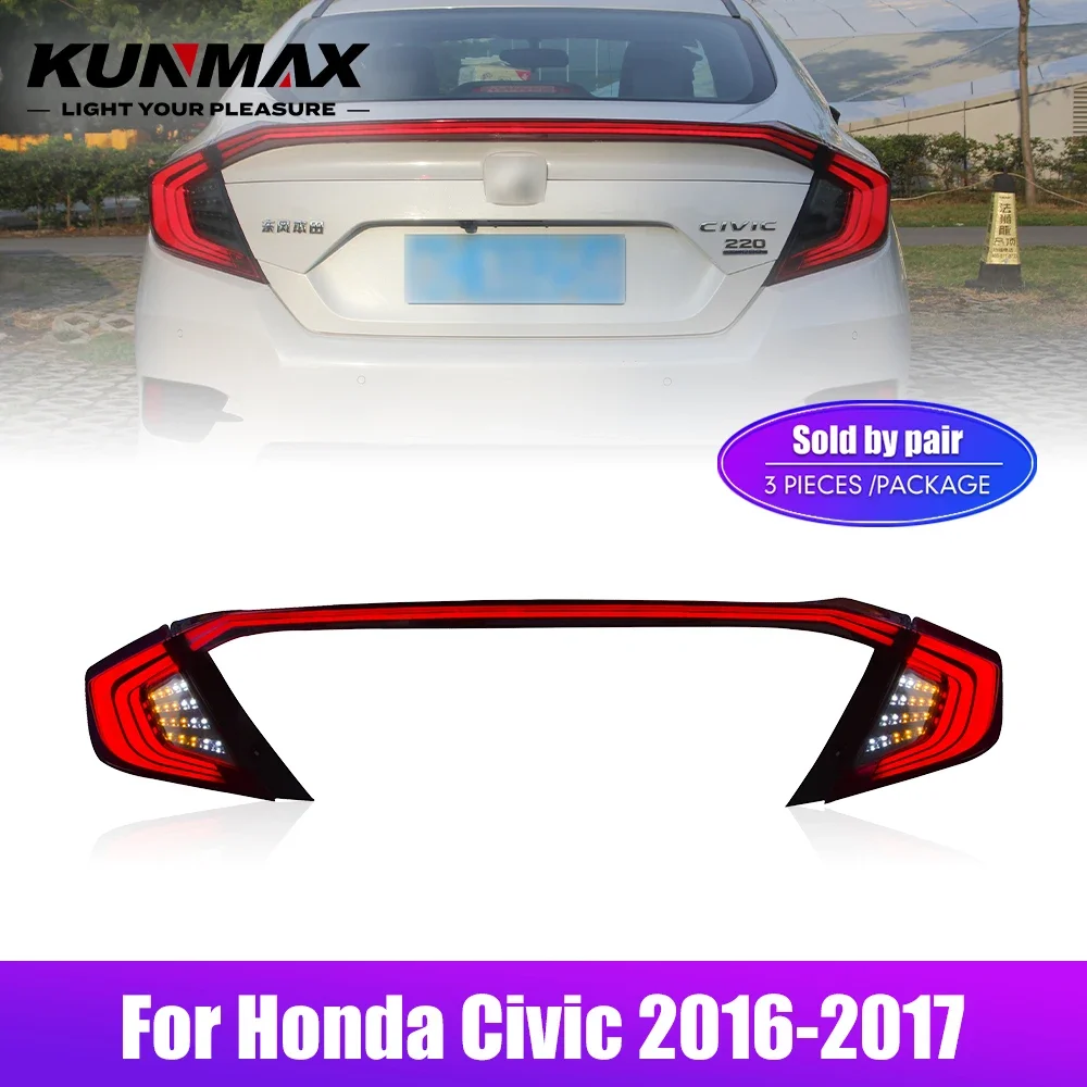 

Пара светодиодных задних фонарей для Honda Civic 16-17 DRL, сигнал поворота заднего хода, автомобильный задний фонарь в сборе Plug and Play, 2 шт.