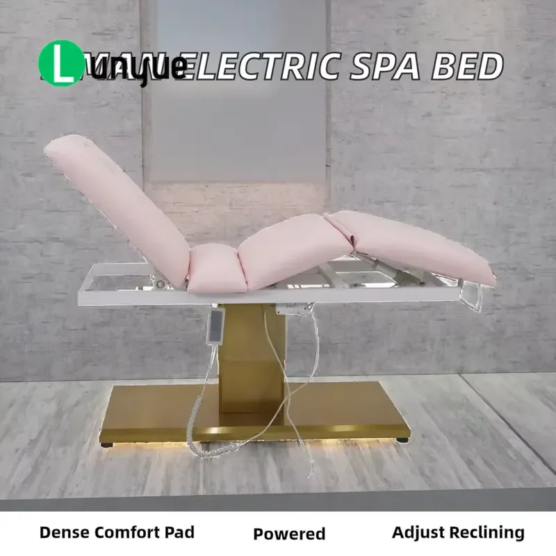 Commercial Electric Massage Bed 3 Motor Metal Frame PU Leather Modern Foldable High Density Sponge Spa Table for Beauty