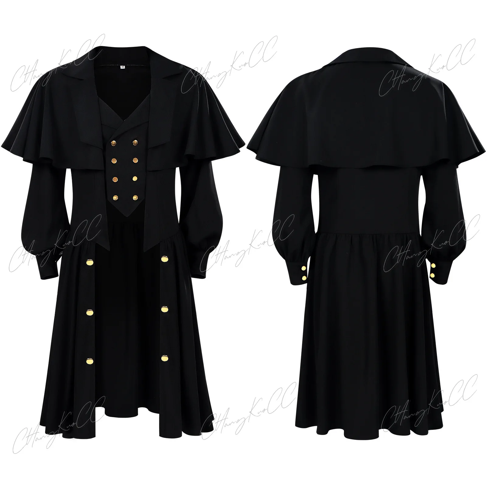 

Men GothicTrench Punk Long Coat Medieval Costume Renaissance New Halloween Tuxedo Retro Casual Jackets