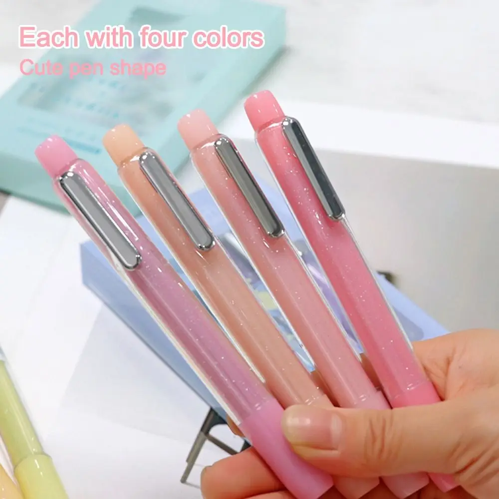 

4Pcs High Quality Color Glitter Highlighter Mark Key Points DIY Art Fluorescent Pen Color Marker Pen Students