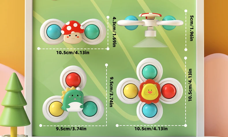 3PC Set Saugnapf Spinning Cartoon Tier Spinner Spielzeug Für Kinder Fenster Hohe Stuhl Tablett Bad Tisch Reise für kinder Geschenk – Detail 10