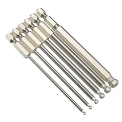 1Pc Ball End Hex Screwdriver Bit Metric 6.35mm Hex Shank 100mm Magnetic Driver Bit H2.5/H3/H4/H5/H6/H8 Electric Drill Tools