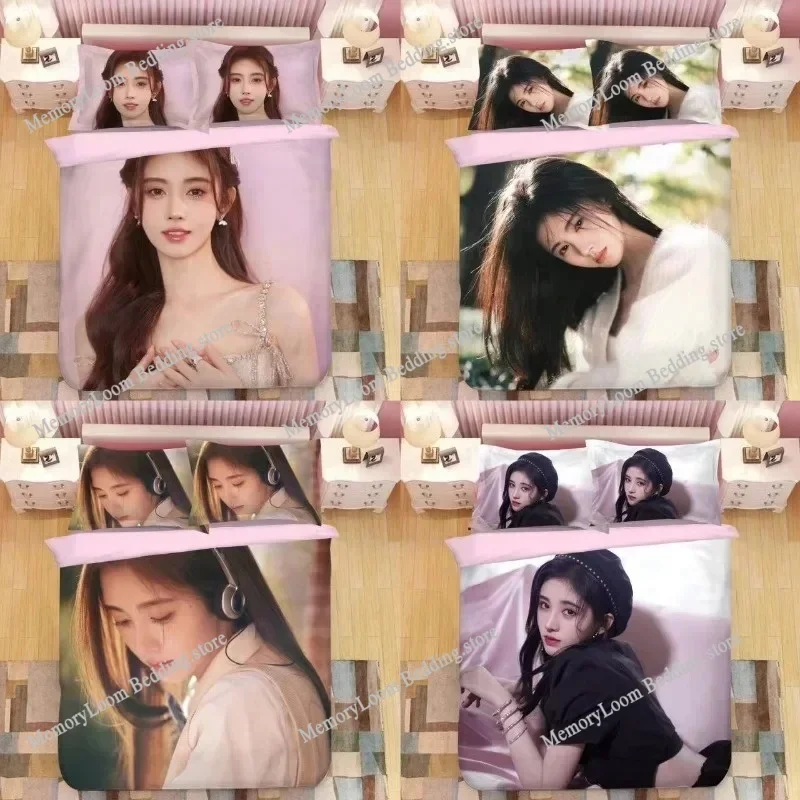 Ju Jingyi HD Poster Pillowcase+ Duvet Cover Single Dormitory Student Knit JJY Lifestyle Photo Picture Double Bedding Set