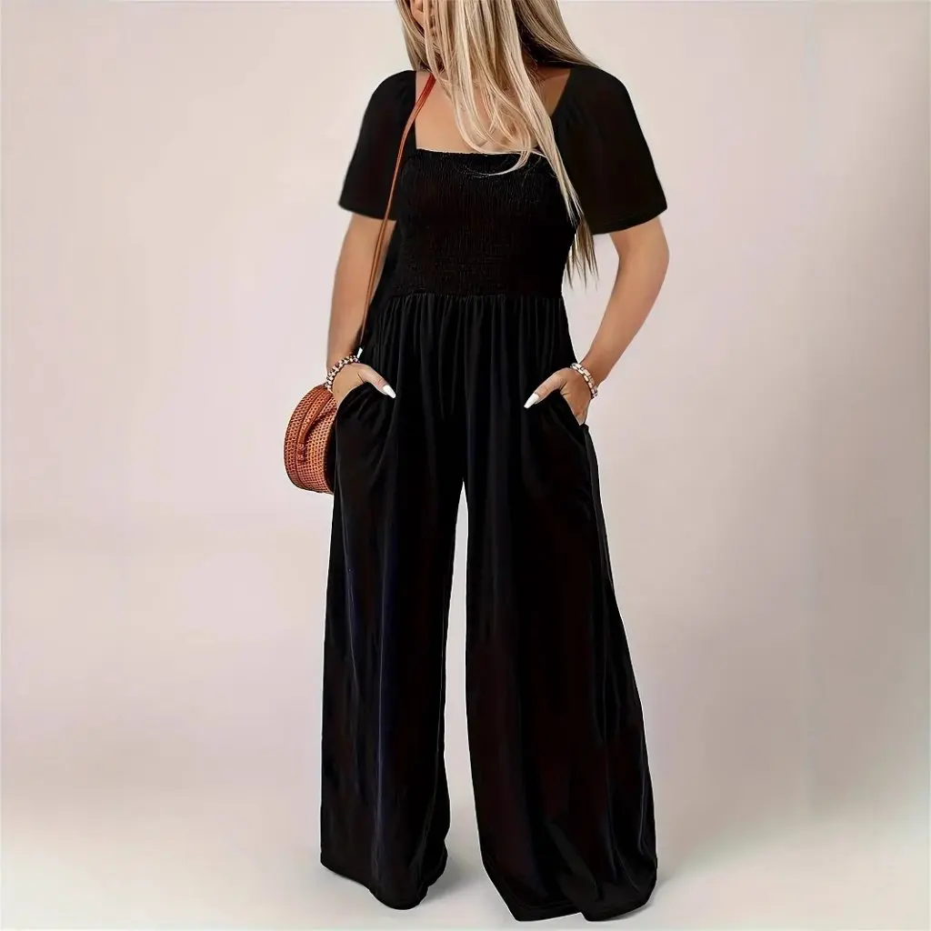 Summer Fashion Casual Loose Short-Sleeved Jumpsuit for Women TK Women's European And American Style