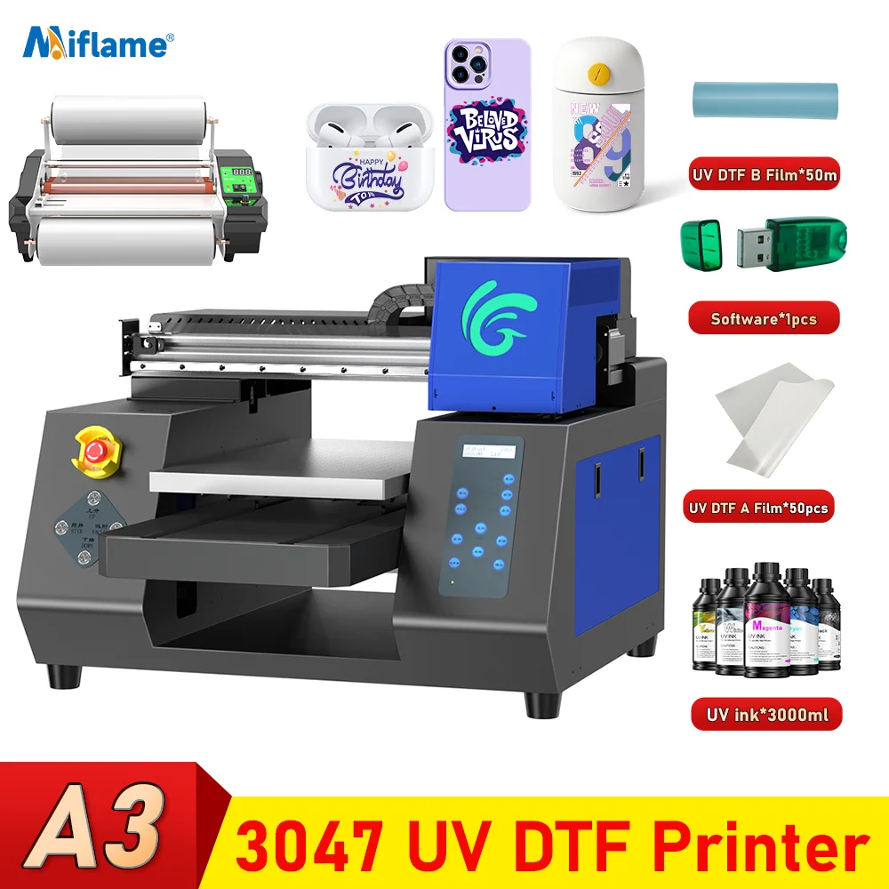 A3 UV Printer For Epson Dual XP600 Print Heads UV DTF Printing Machine UV Flatbed Printer For Acrylic Wood Bottle impresora uv