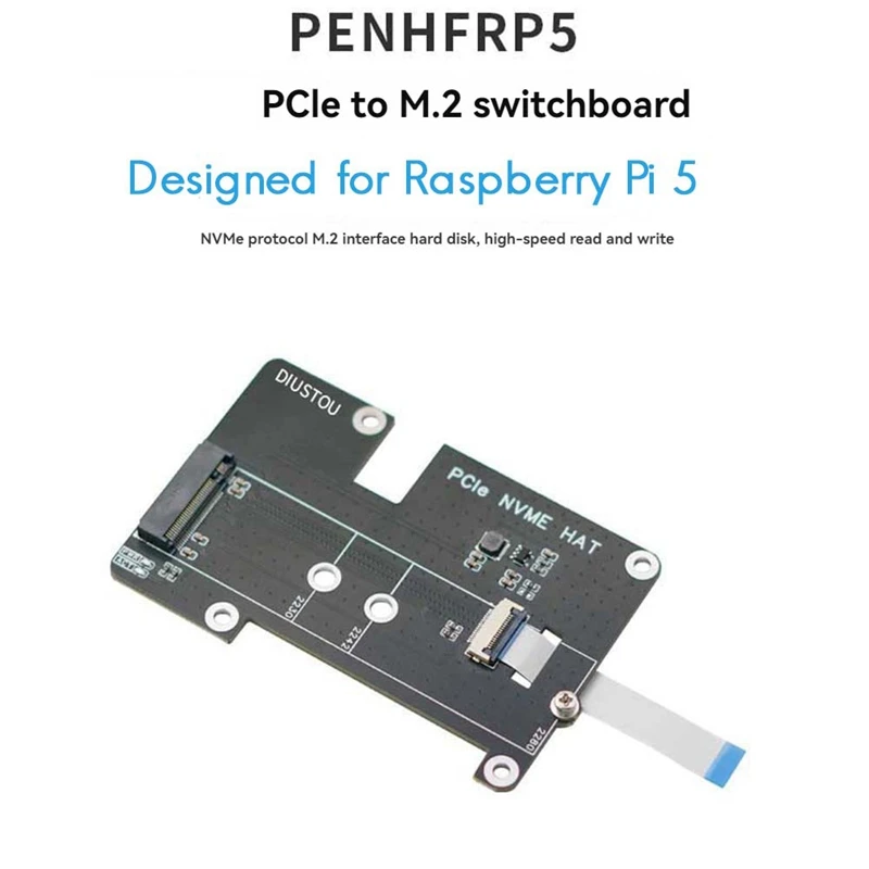 PCIe to M.2 M Key Adapter NVMe Expansion Board for Raspberry Pi 5 2230 2242 2280 M.2 M Key NVMe SSD Support PCIE Gen2