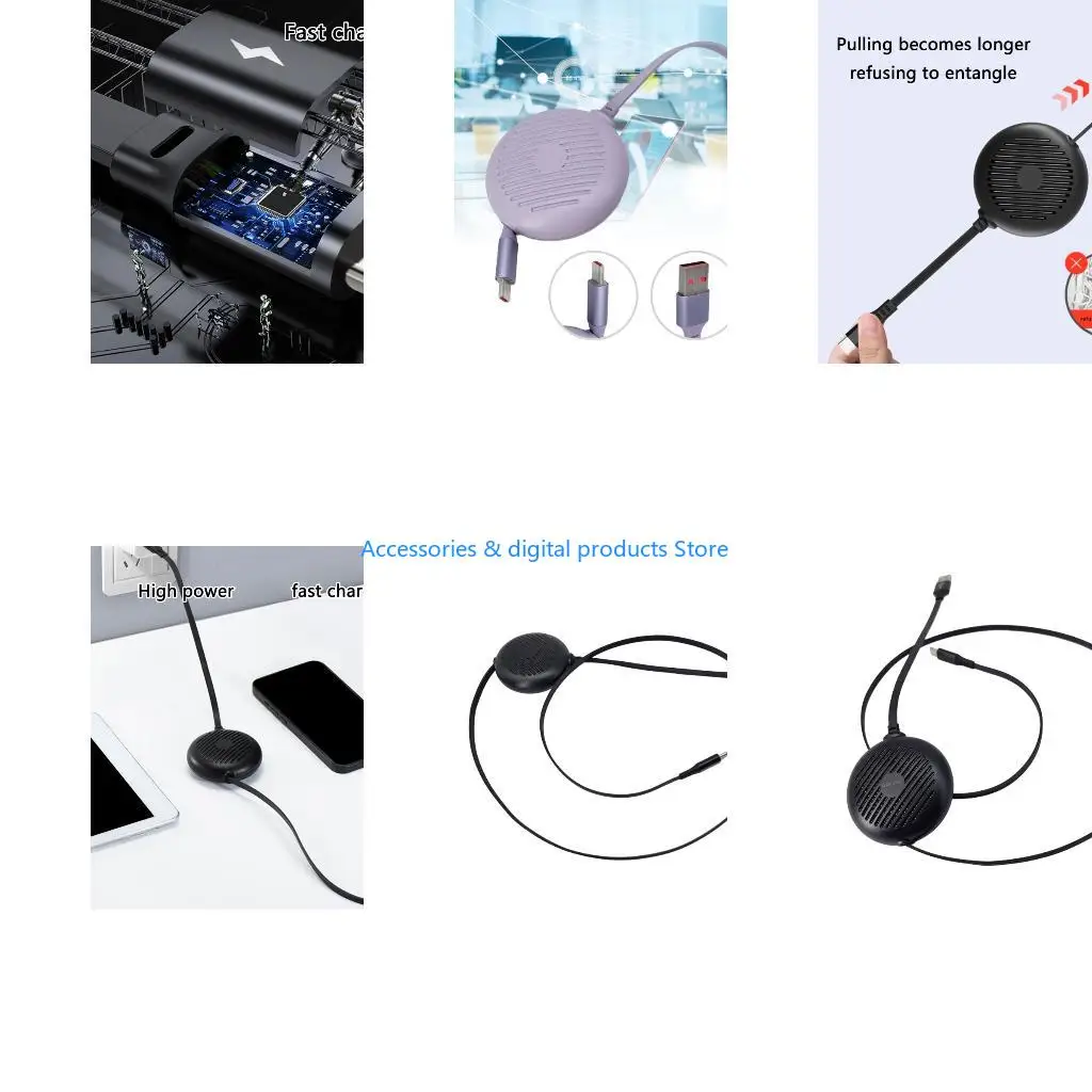 77JD Single Pull Retracting USB C Charging Cord 60W Fast Data Transmission For Phone