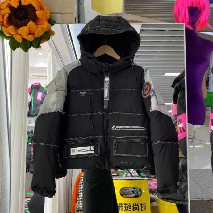 حجم كبير كاوبوي سميكة الأبيض بطة أسفل سترة تقسم سترة الشتاء عالية الجودة موضة هوديي الربط معطف فضفاض منتفخ المرأة