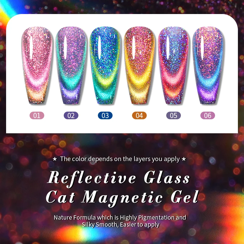 BORN PRETTY 10ml Double Light Orange Yellow Cat Magnetic Gel Nail Polish Reflective Sparkling Fall Color Varnis Semi Permanent