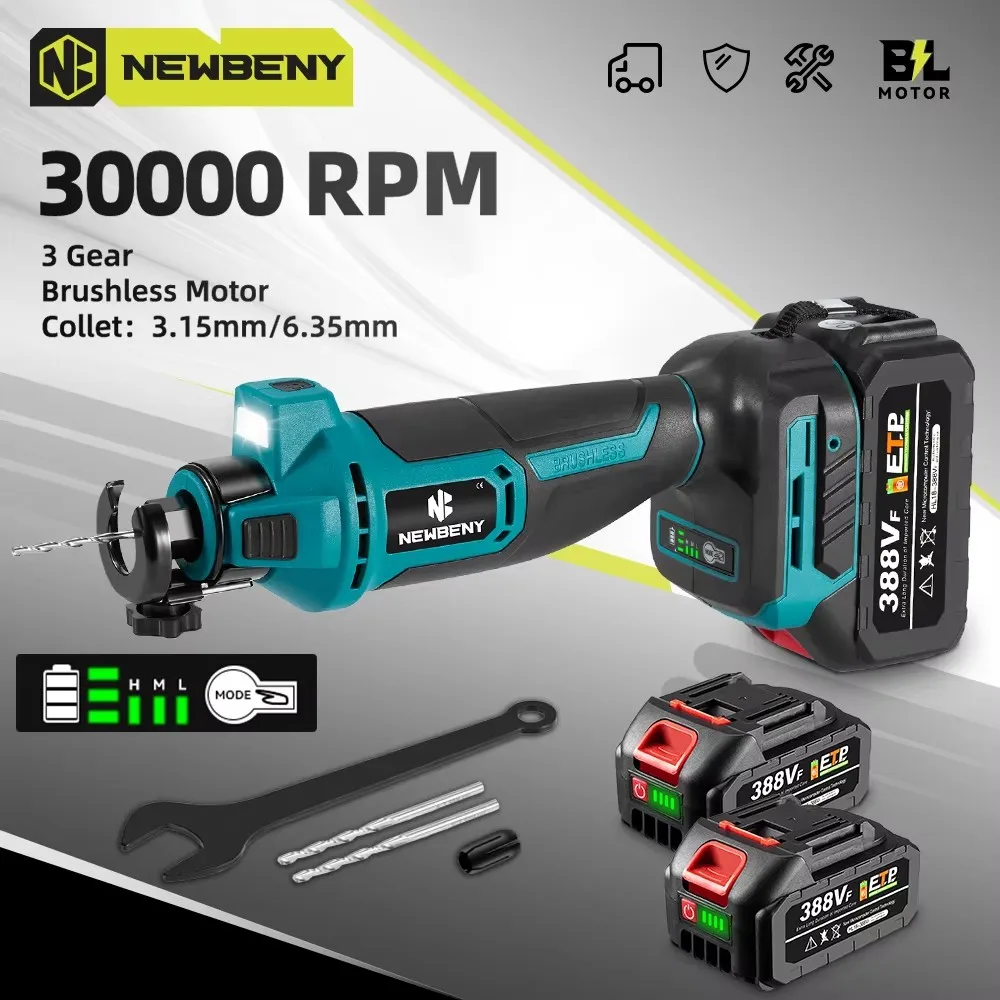 NEWBENY Brushless Electric Drywall Cut Out Tool 3 Gears Cordless Cutting Wood Drywall Sheetrock Wood For Makita 18V-21V Battery