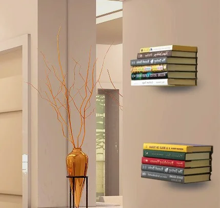 Decoration White Wall Invisible Floating Book Shelf Shelving with Screws 2Pcs /Lot L Design