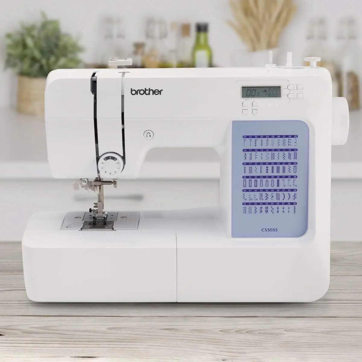 CS5055 Computerized Sewing Machine 60 Built-in Stitches LCD Display 7 Included Feet White 6.65