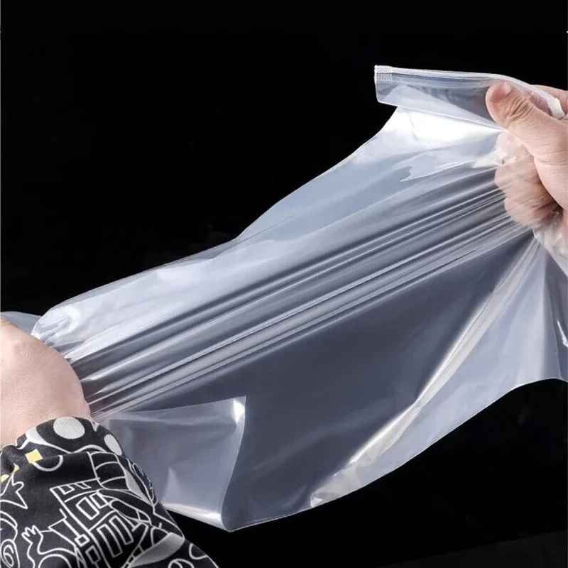 StoBag 10pcs PE Transparent Clear Clothes Zipper Package Bags Shirt Towel Storage Plastic Clear Pouches Travel Organizer Logo