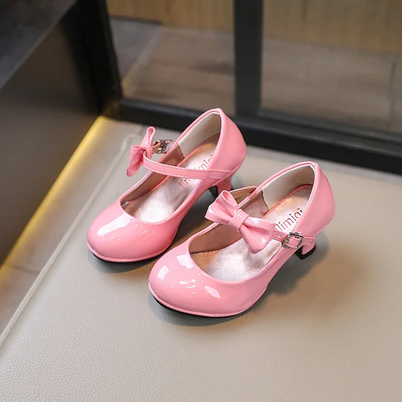 sachin and babi light blue dress Girls Bow Patent Leather High Heels Princess Shoes Black Lolita Shoe Kids  Party Dress Shoes Autumn Spring 6-12Y Princess Shoe