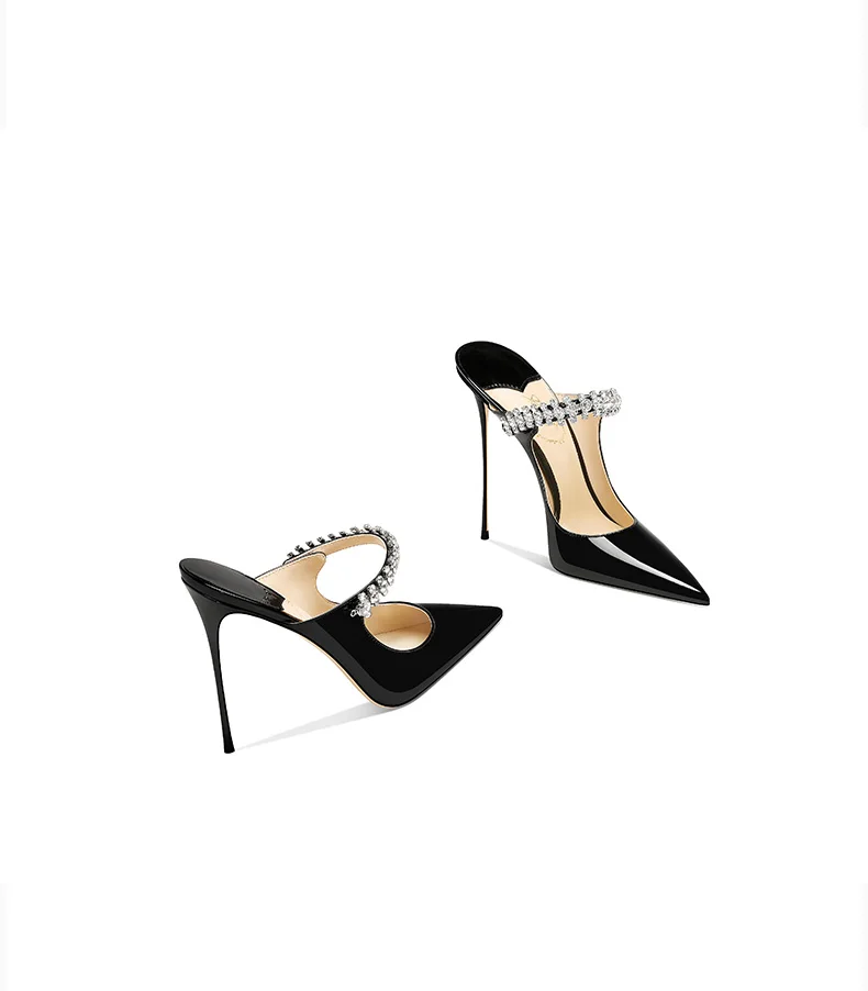 

Black Patent Leather 2025 New Pointed Stiletto High Heels Women