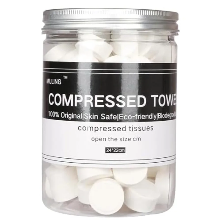 

Canned 100 PCS Compressed Towels Portable Mini Compressed Coin Tissue for Travel Sports, Beauty Salon or Home Hand Wipes