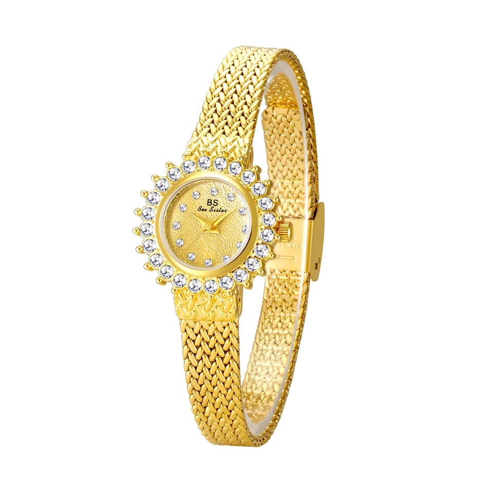 Chic Gold and Cream Embossed Sunflower Women\'s Cuff Watch Chic Gold and Cream Embossed Sunflower Women\ main image 3