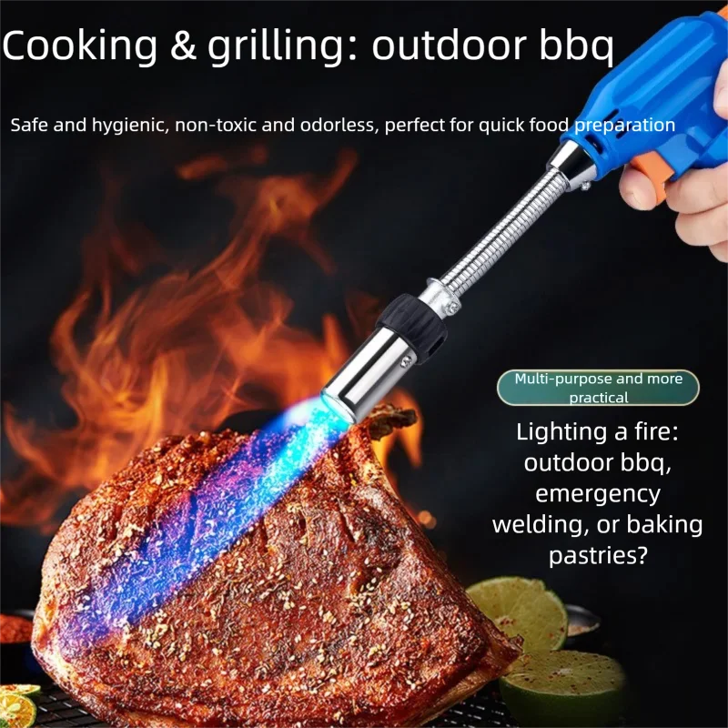 New Portable Extended Cassette Flame  Household Kitchen Spray Gun Head, Outdoor Barbecue Metal Ignition  Spray  Head