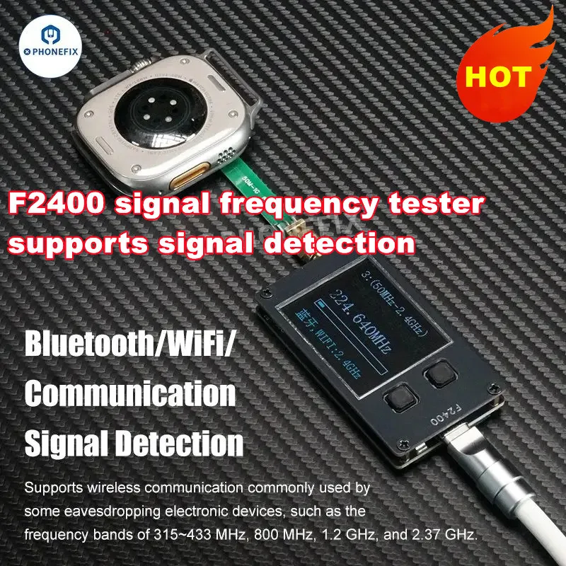 Accurate Signal Frequency Tester F2400 Type-C 5V Power Supply for Mobile Phones/Walkie-talkies/Bluetooth/WIFI Signal Detection
