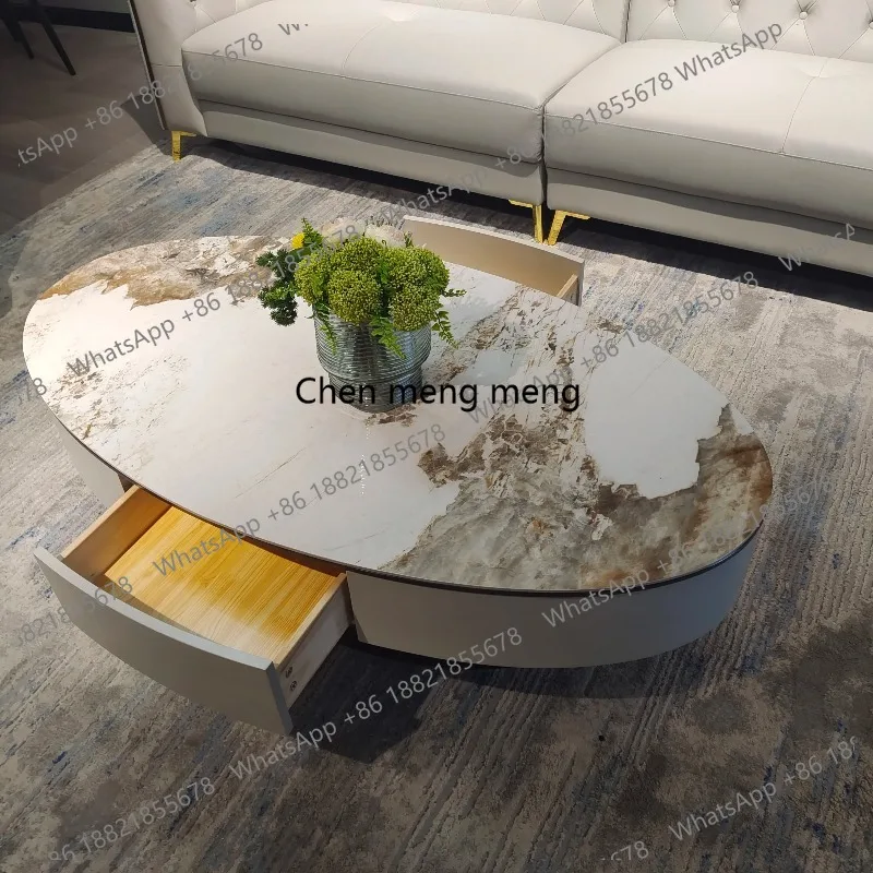 Modern Style High Quality Sintered Stone Square Coffee Table for Home Living Room with Metal Base
