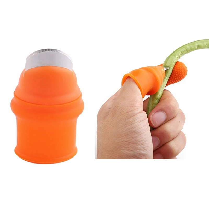 Jardinagem Silicone Thumb Knife com Finger Cots, Picker para Frutas Legumes-L