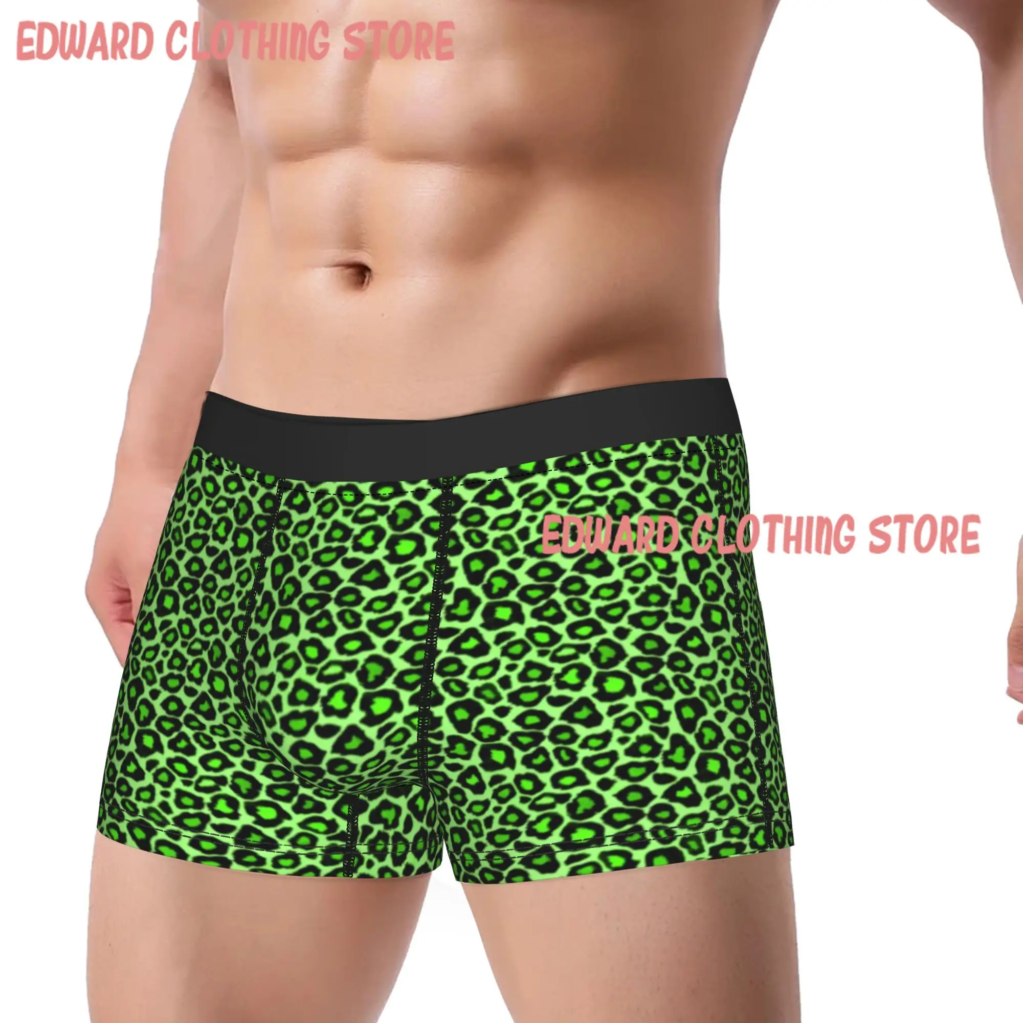Wild Sexy Neon Green Unique Trendy Leopard Underwear  Custom Boxer Shorts Hot Sale Man Underpants Comfortable Boxer Brief Gift