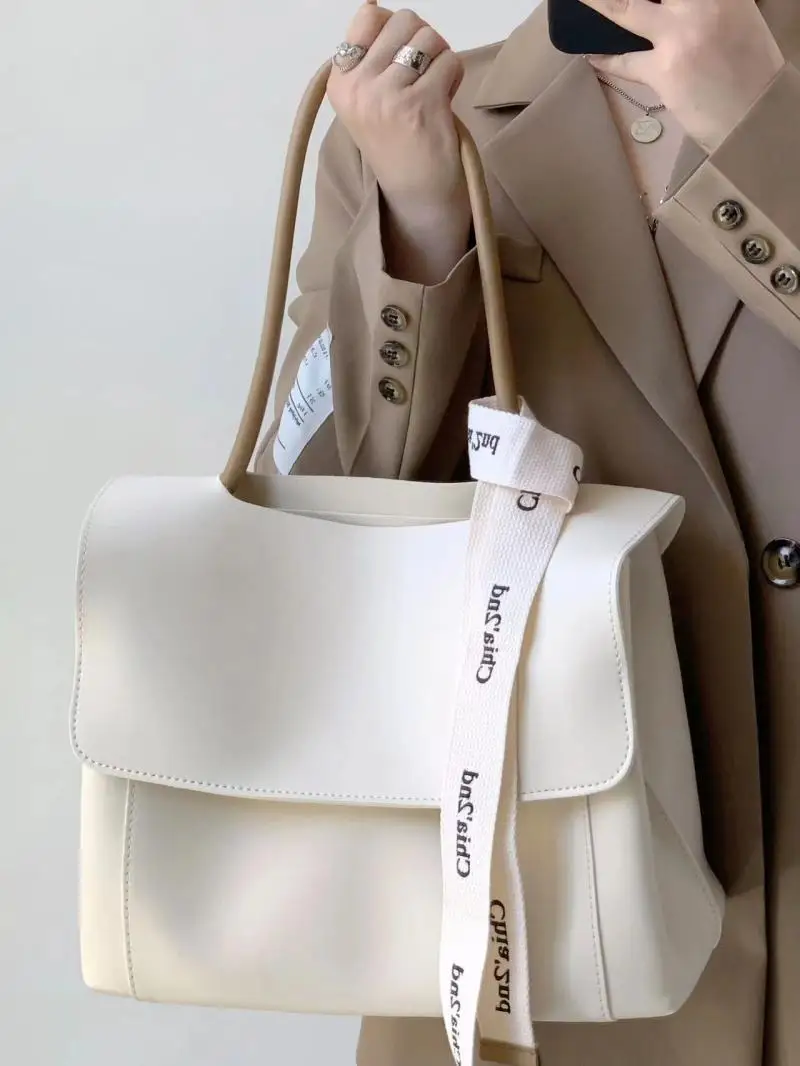 

JIAERDI Ретро большая вместительная сумка-тоут, женский кошелек High Street из искусственной кожи, мягкая белая сумка, женские винтажные сумки на плечо 2025