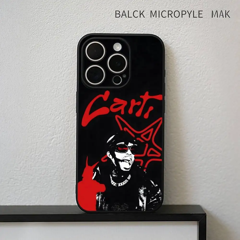 Etui na telefon z rapferem Playboi Carti na iPhone'a 17, 16, 15, 14, 13, 12, 11 Plus, Pro Max, miękkie, czarne.