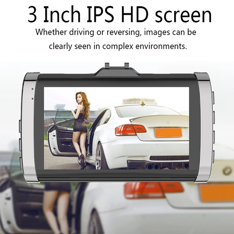 3 Inch Car DVR Video Recorder Dash Camera 1080P Rear View Dual Lens Full HD Portable Cycle Recording Dash Cam