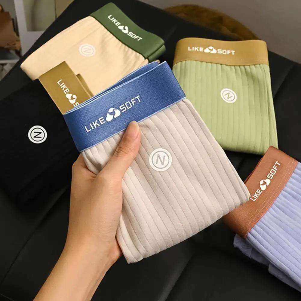 الرجال الملاكم الملابس الداخلية مرونة منتصف الخصر تصميم تنفس السراويل ملخصات المرقعة اللون U-محدب مضلع السلس الأسلاك سراويل مثير