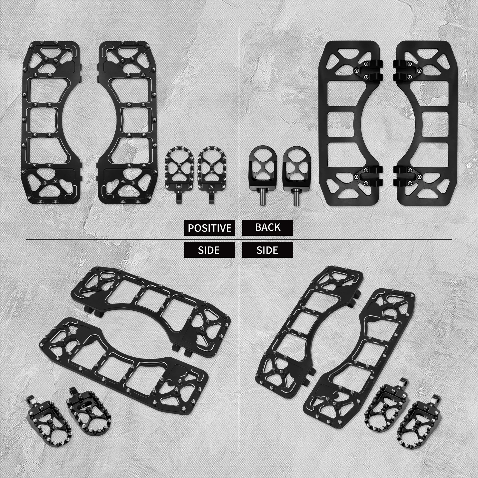 Motorcycle Driver Passenger Footpeg Front Rear Footrest Pedal Wide Floorboard For Harley Softail FLD Touring Electra Road Glide