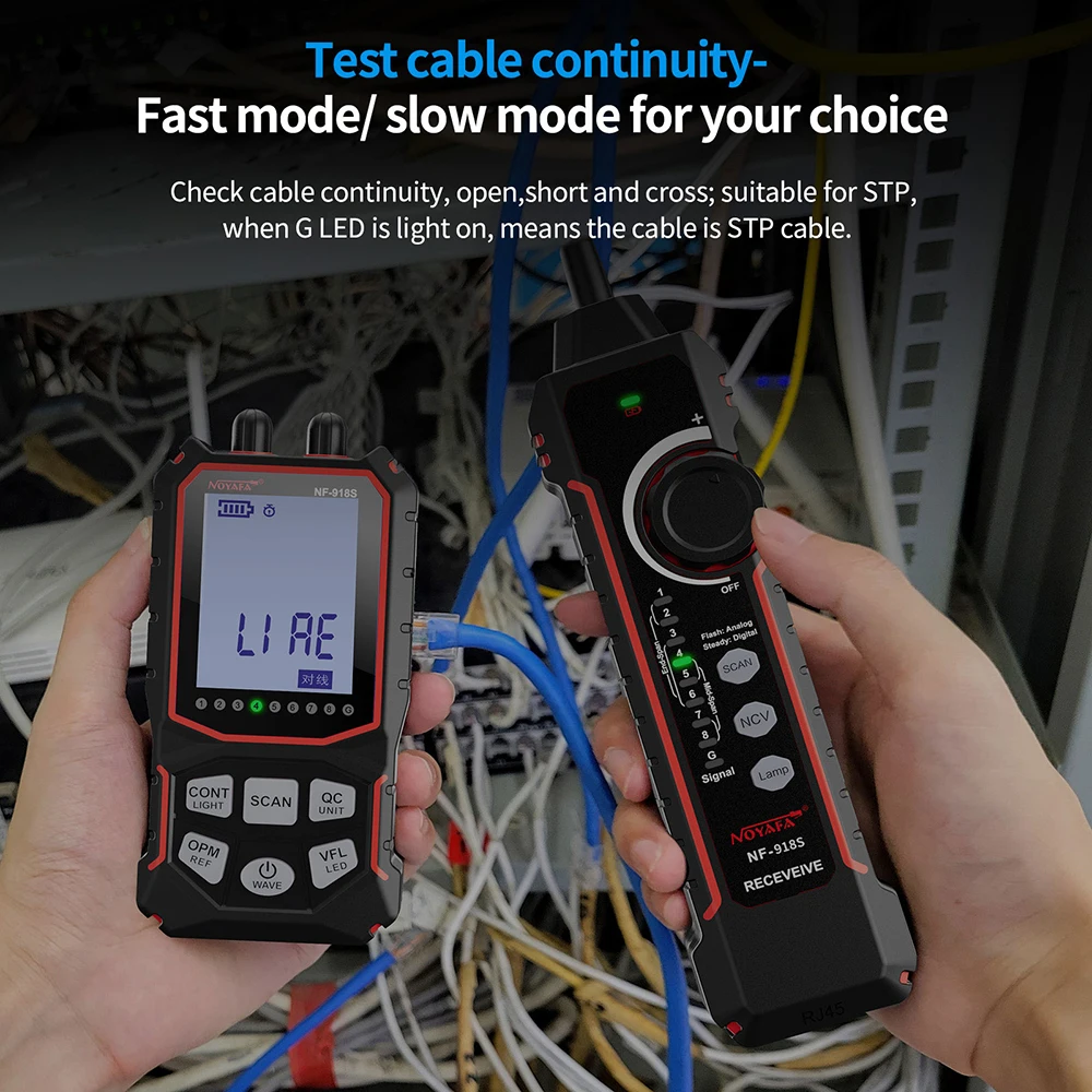 Noyafa-Network Cable Tester, Display LCD, Cable Tracker, PoE Checker, Medidor de Energia Óptica, Visual Fault Locator, Ferramentas de Rede, NF-918S