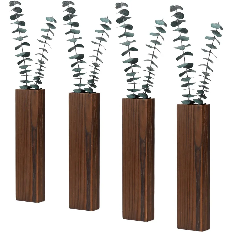 

Wood Wall Planter 4 Pack Wall Dr for Artificial Flower Plants Wooden Plants Holders Wall Plant Pocket Vase Hanging for Living R