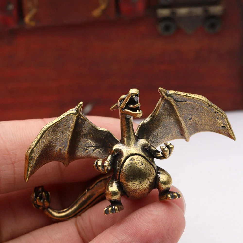 Brass Roaring Flying Dragon Small Statue Desktop Ornaments Vintage Animal Figurines Model Lucky Home Decoration Crafts Accessory view 4